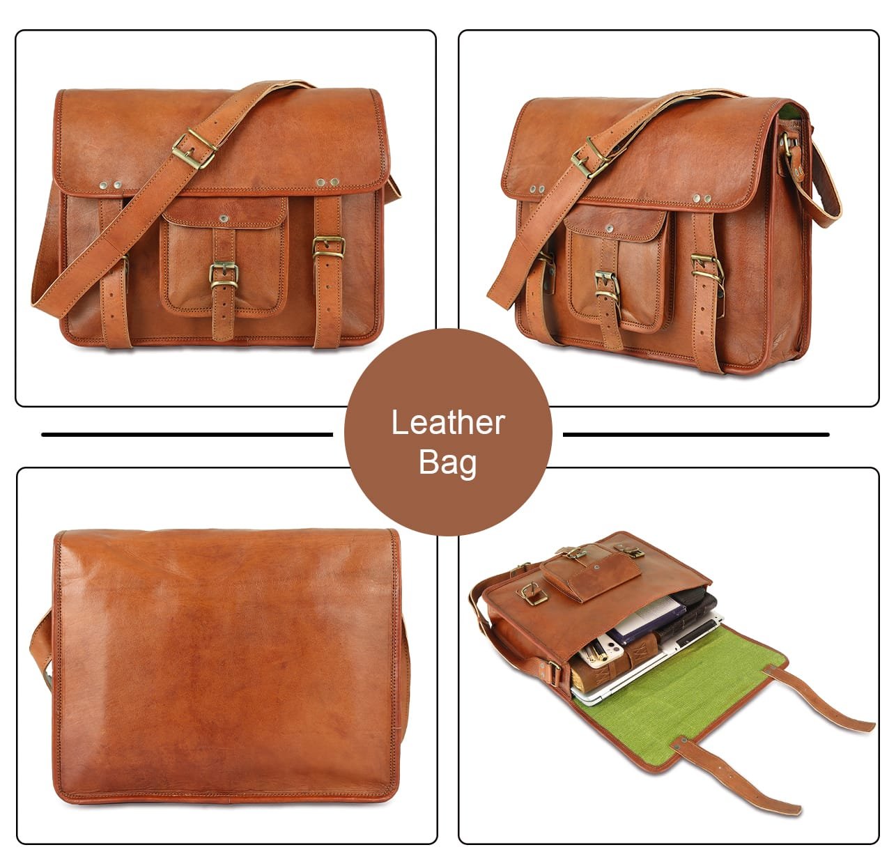 Unisex Leather Office Laptop Bag