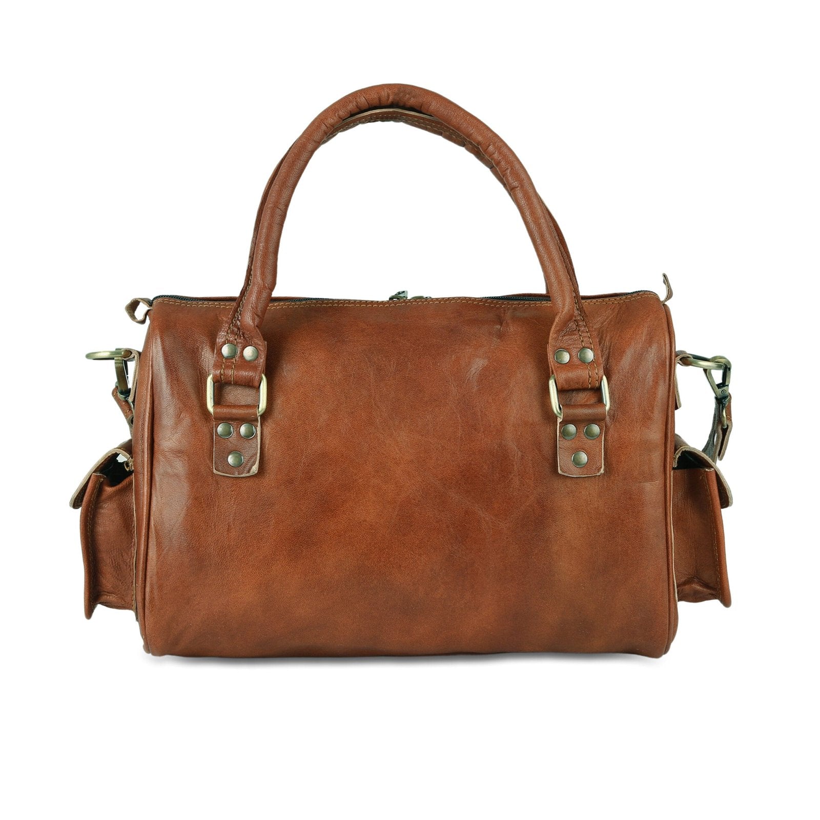 genuine leather women's handbag brown