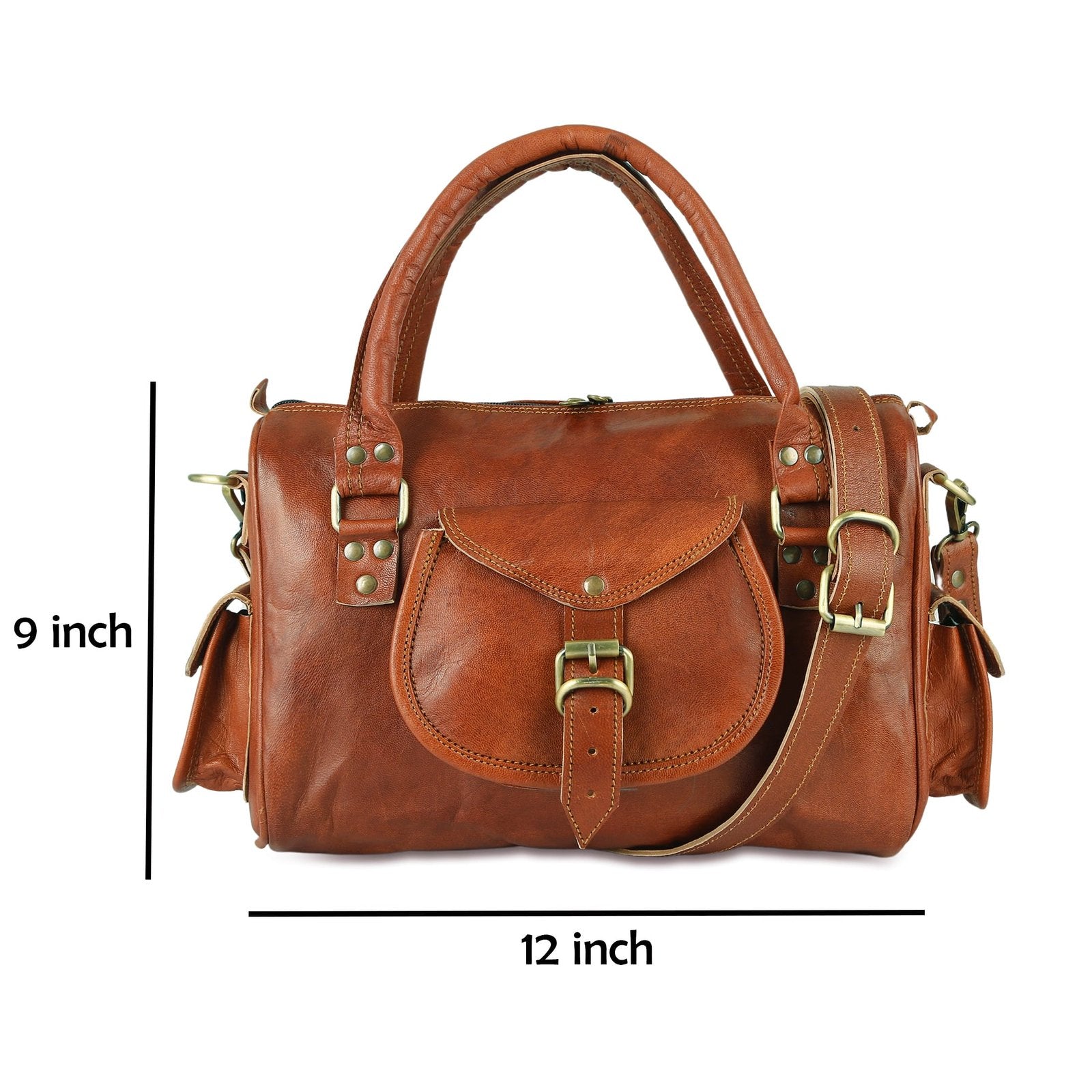 genuine leather women's handbag brown