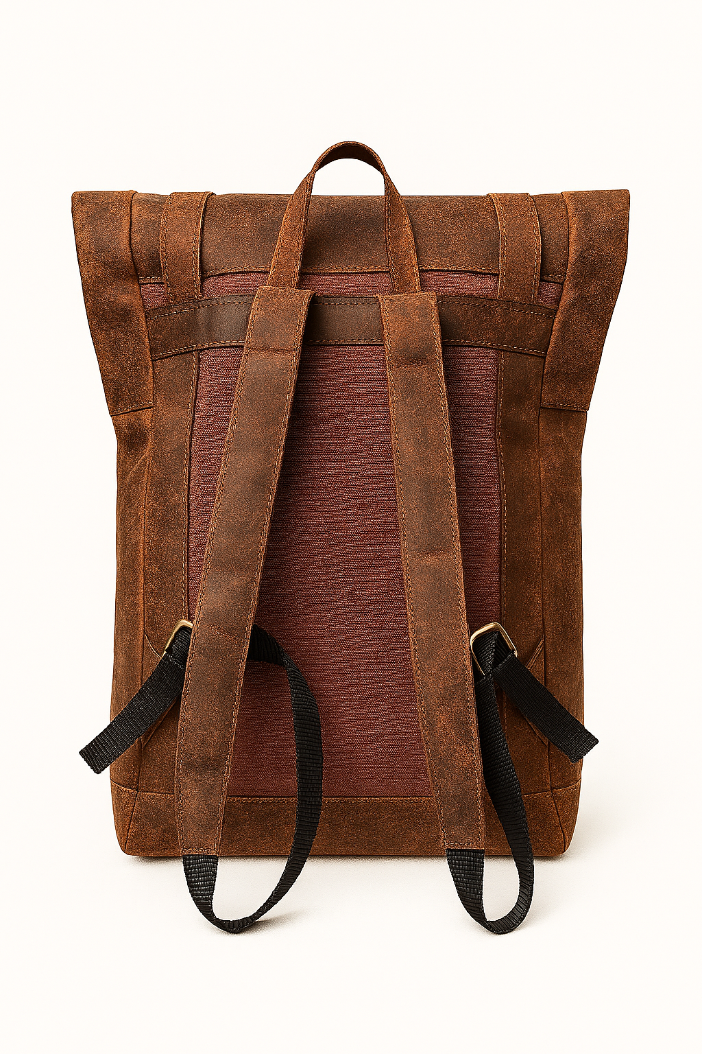 Urban Roll‑Top Leather Backpack – Vintage Full‑Grain Rucksack for Men & Women