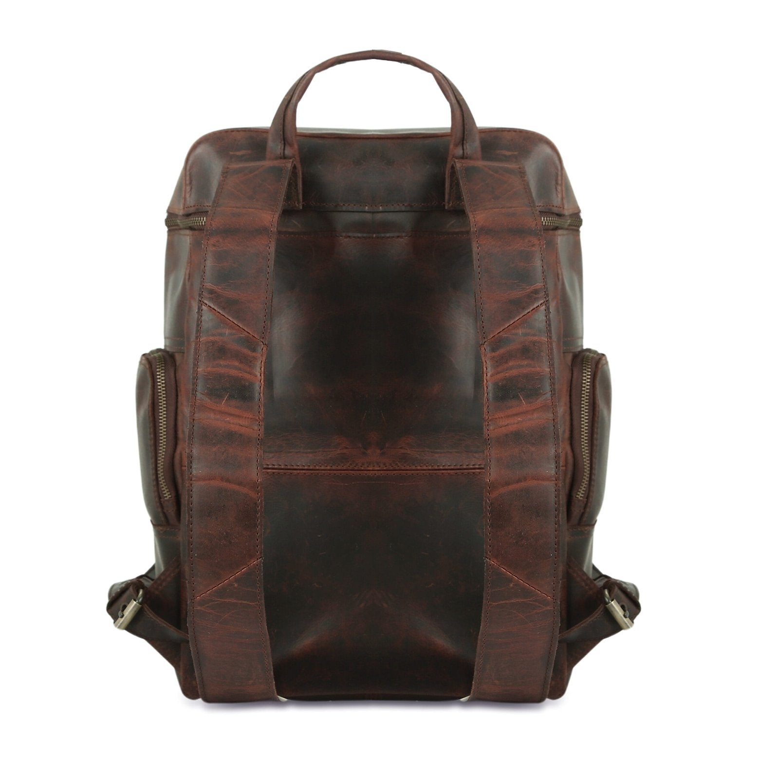 Dark Brown Leather Caramel Backpack