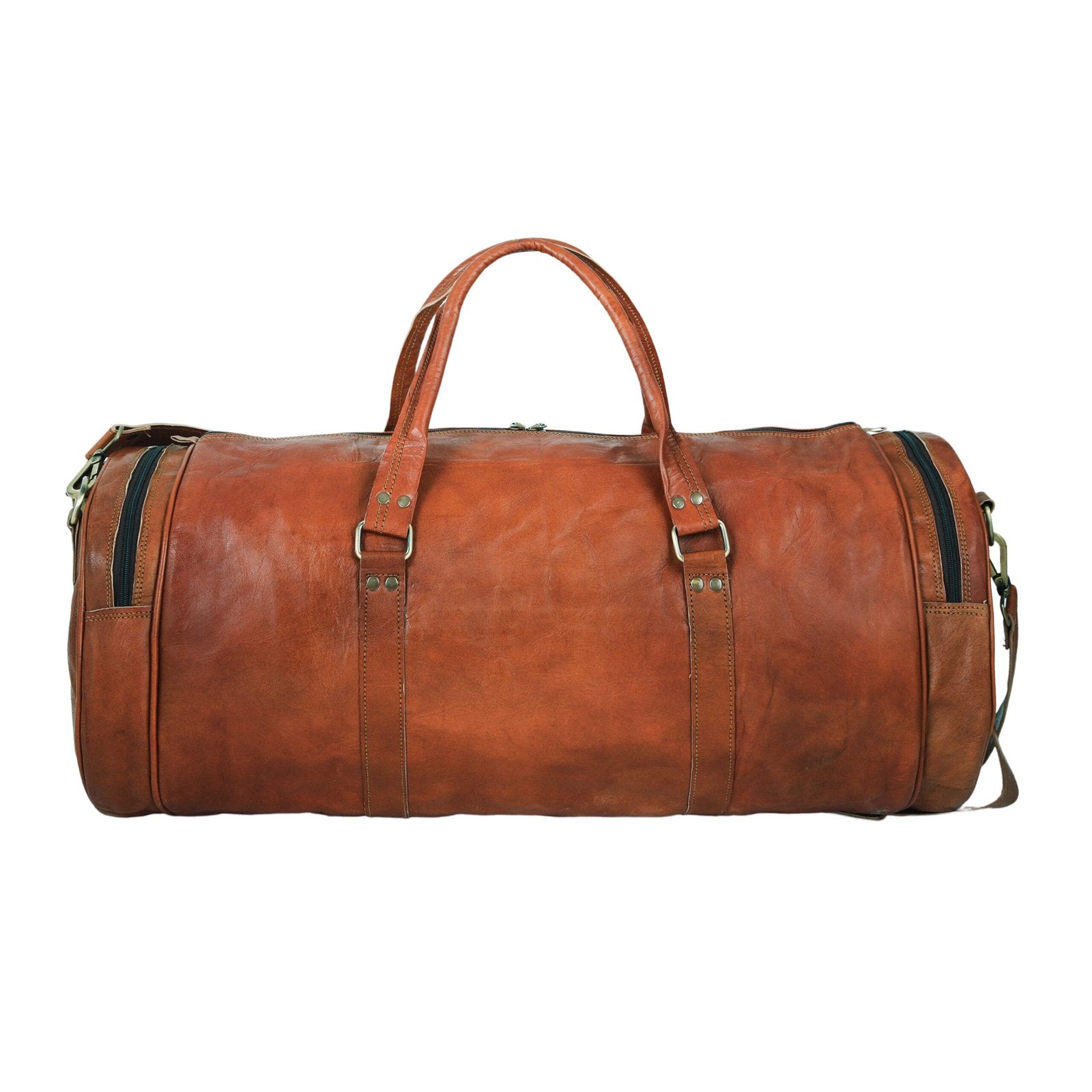 26 Inch Round Leather Duffle Bag