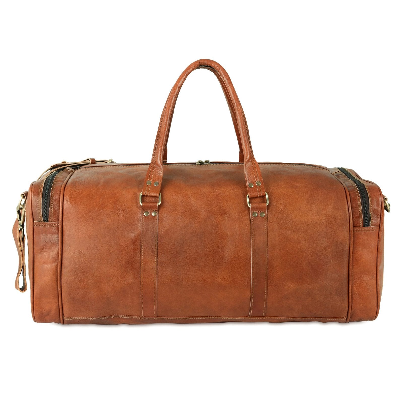 26 Inch Brown Vintage Leather Duffle Bag