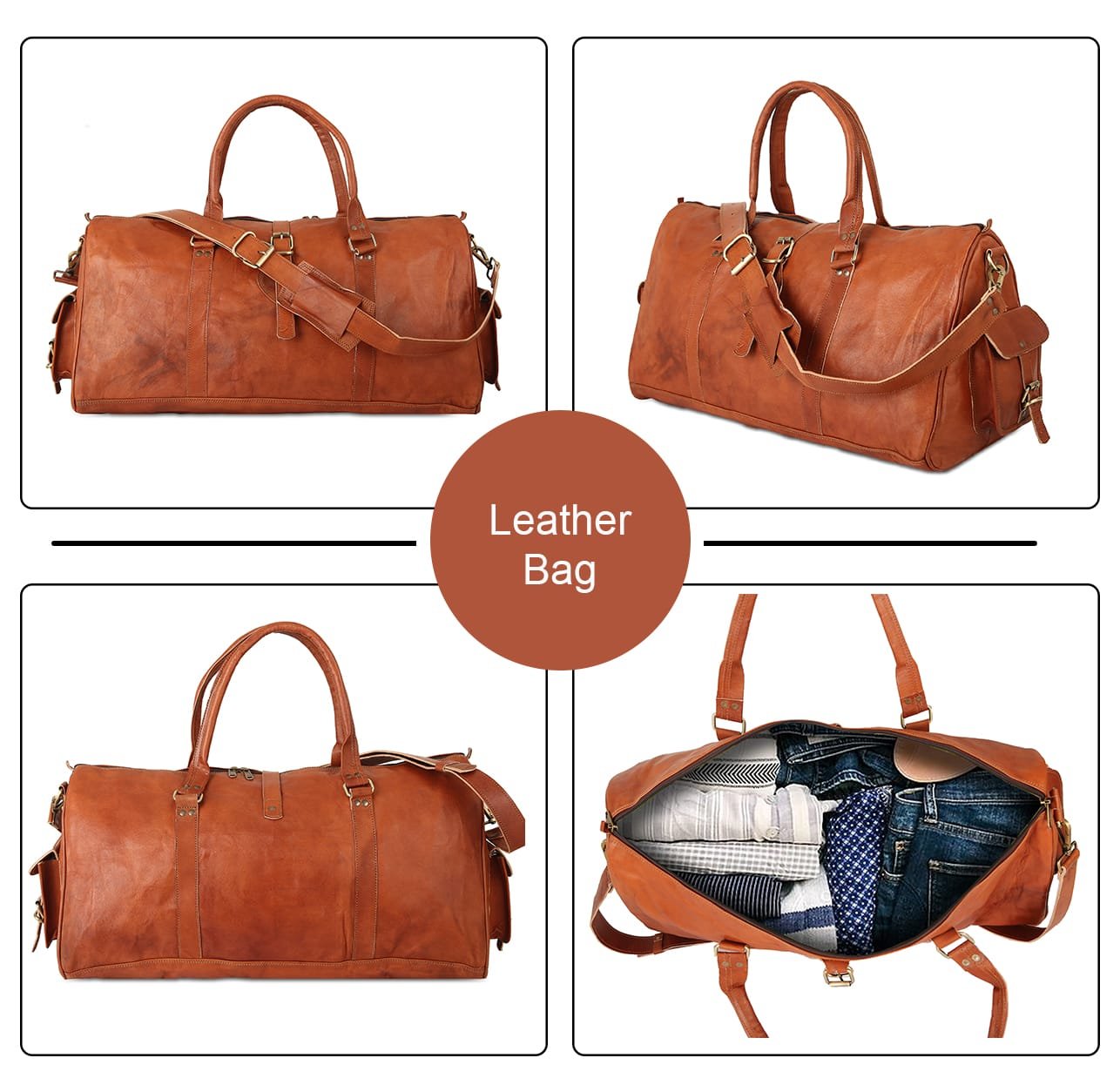 Triangle Leather Duffle Bag