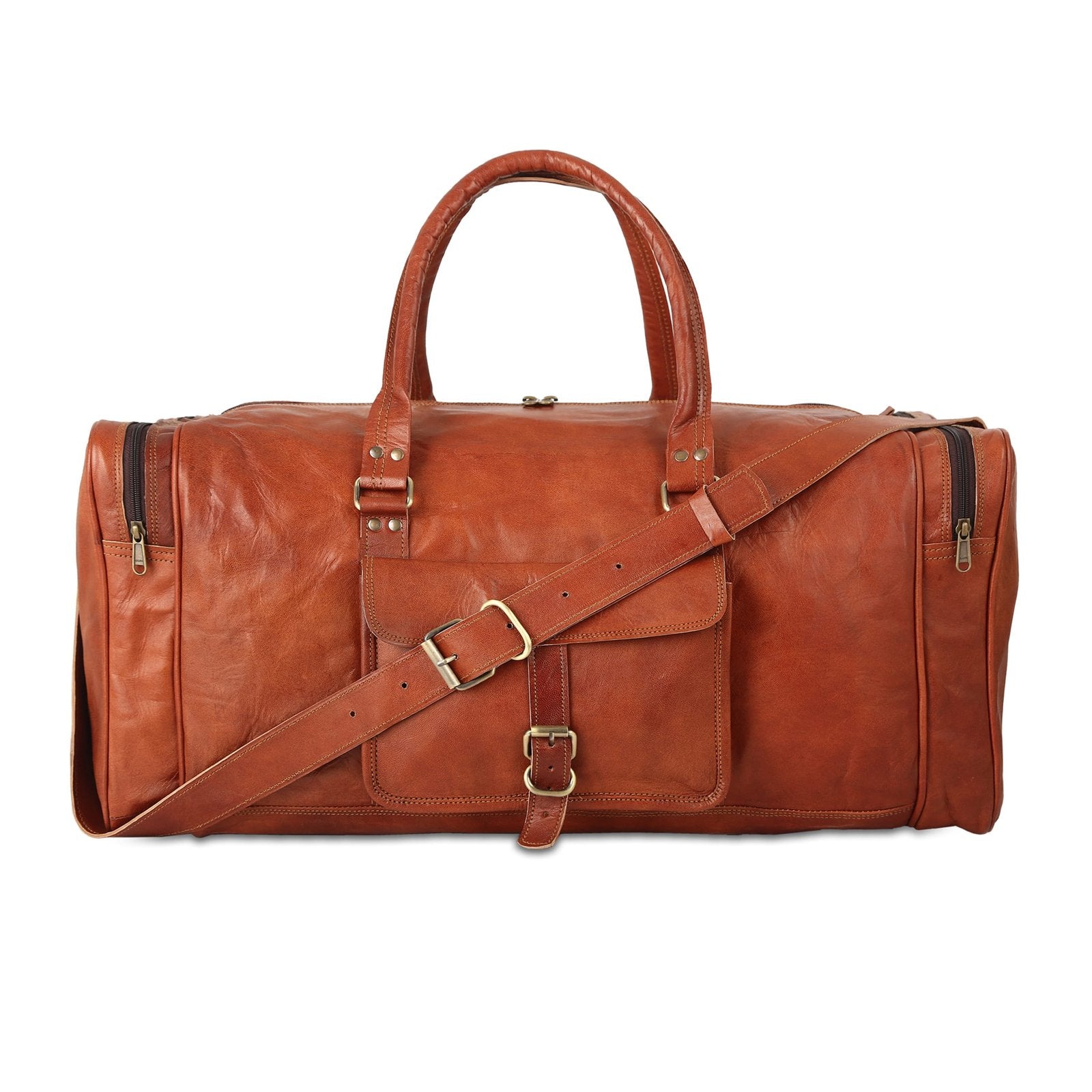 Leather Square Travel Duffle Bag