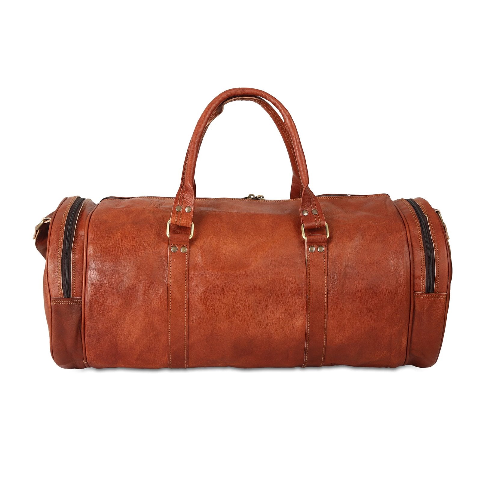 22 Inch Round Leather Travel Duffle Bag