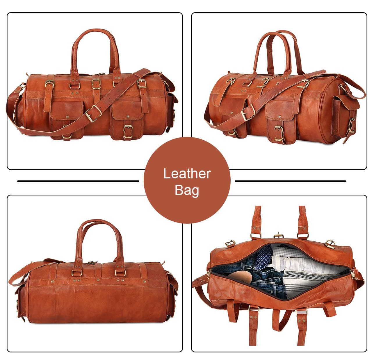 22 inch 3 Luppie Travel Leather Duffle Bag