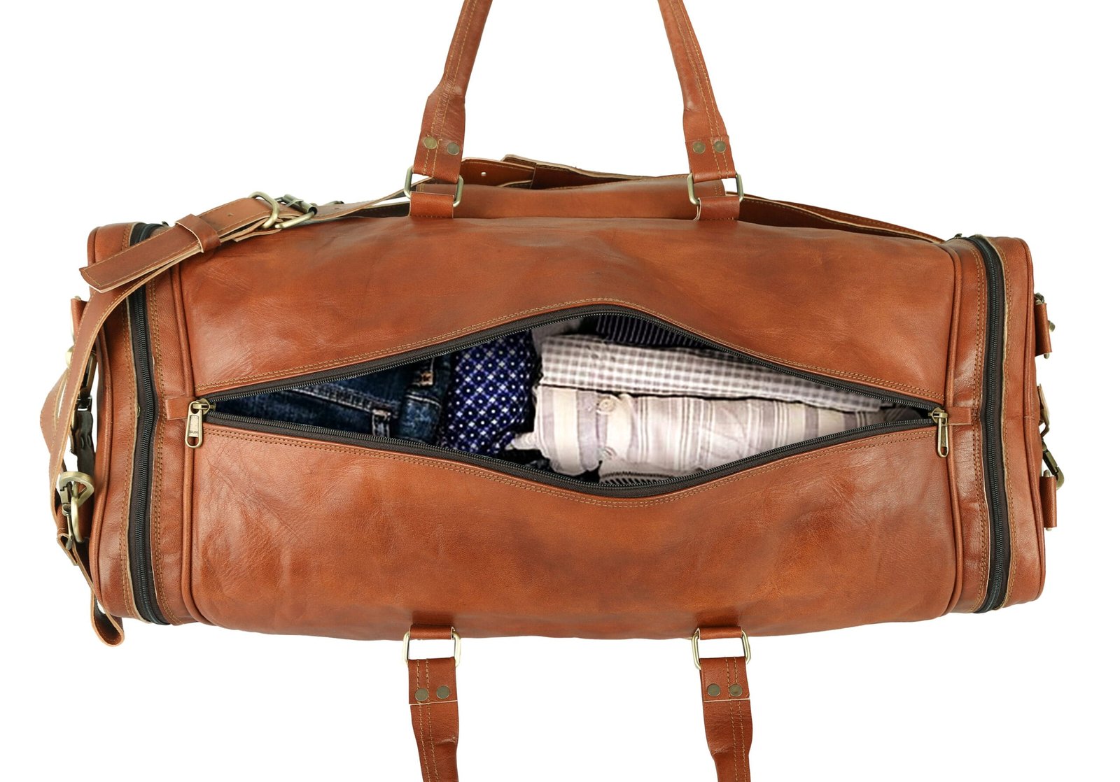 26 Inch Brown Vintage Leather Duffle Bag