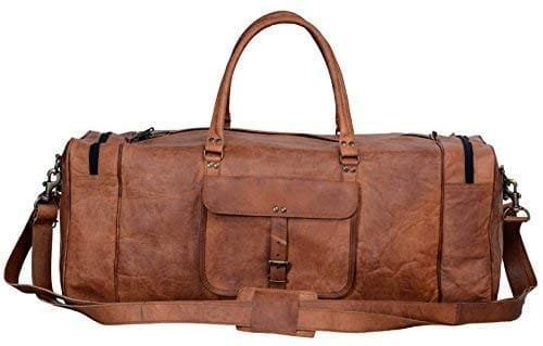 Brown Vintage Travel Leather Duffle Bag