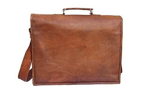 Vintage Handmade Leather Laptop Crossover Messenger Bag