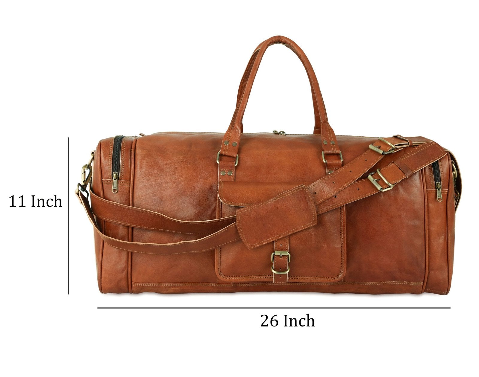 26 Inch Brown Vintage Leather Duffle Bag