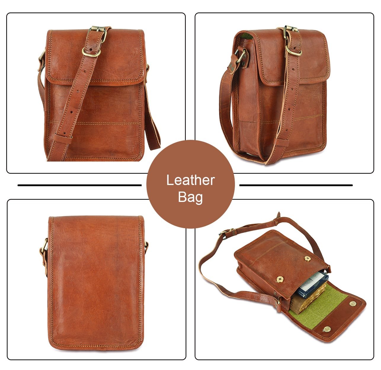 Sandy Brown Crossbody sling Messenger Bag
