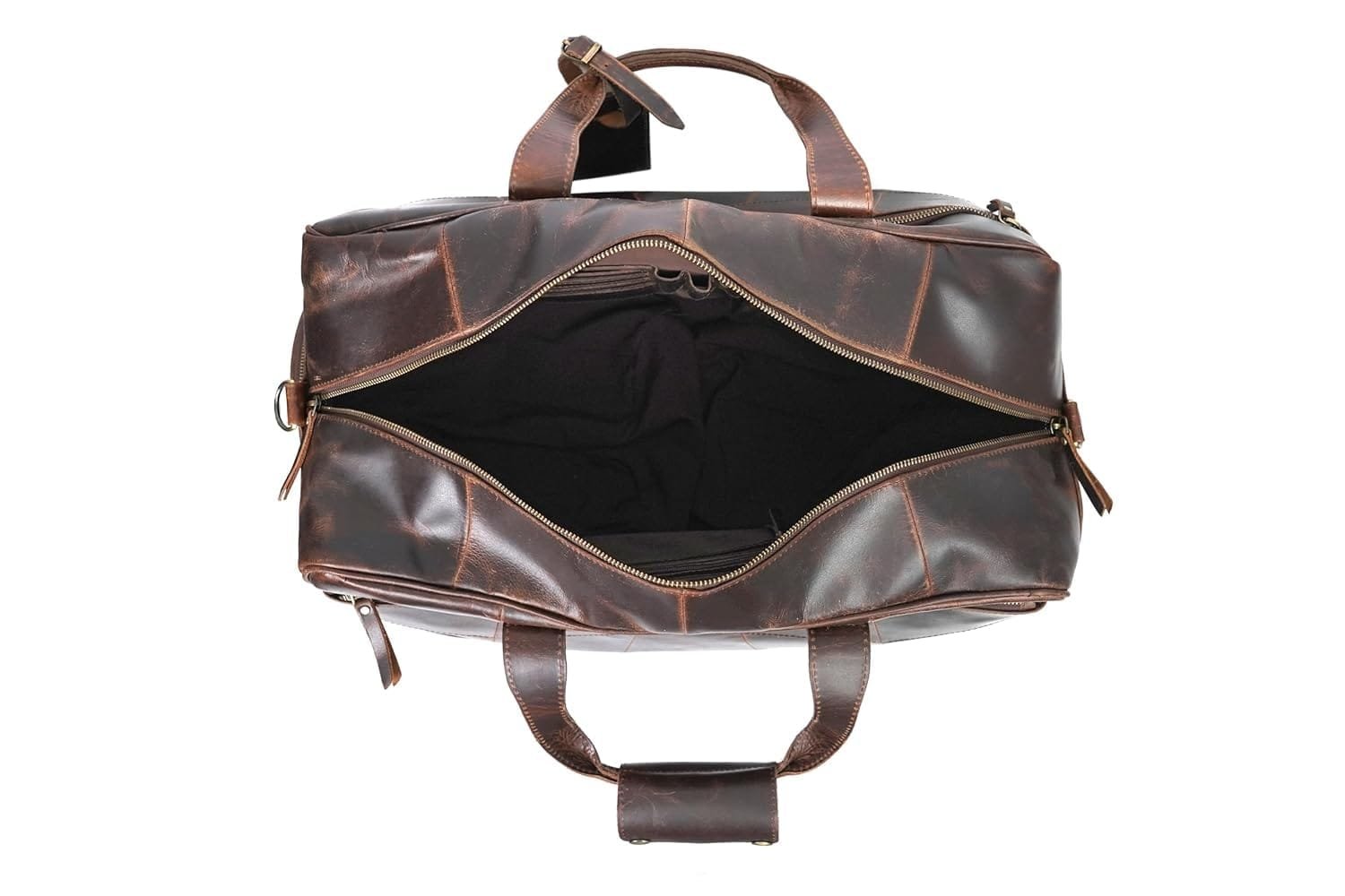 Leather Travel Duffle Bag with Shoe Pockets