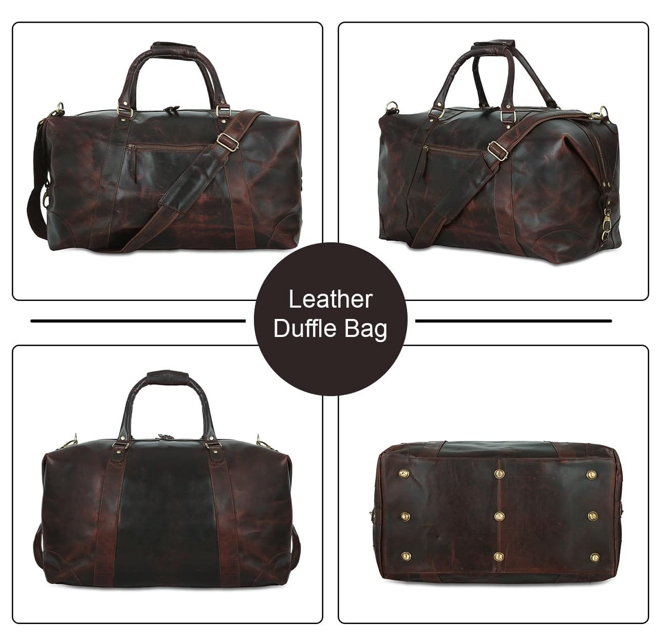 Retro Rugged Travel Leather Duffle Bag