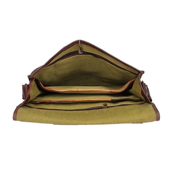 Vintage Leather Twin Pocket Office Laptop Bag