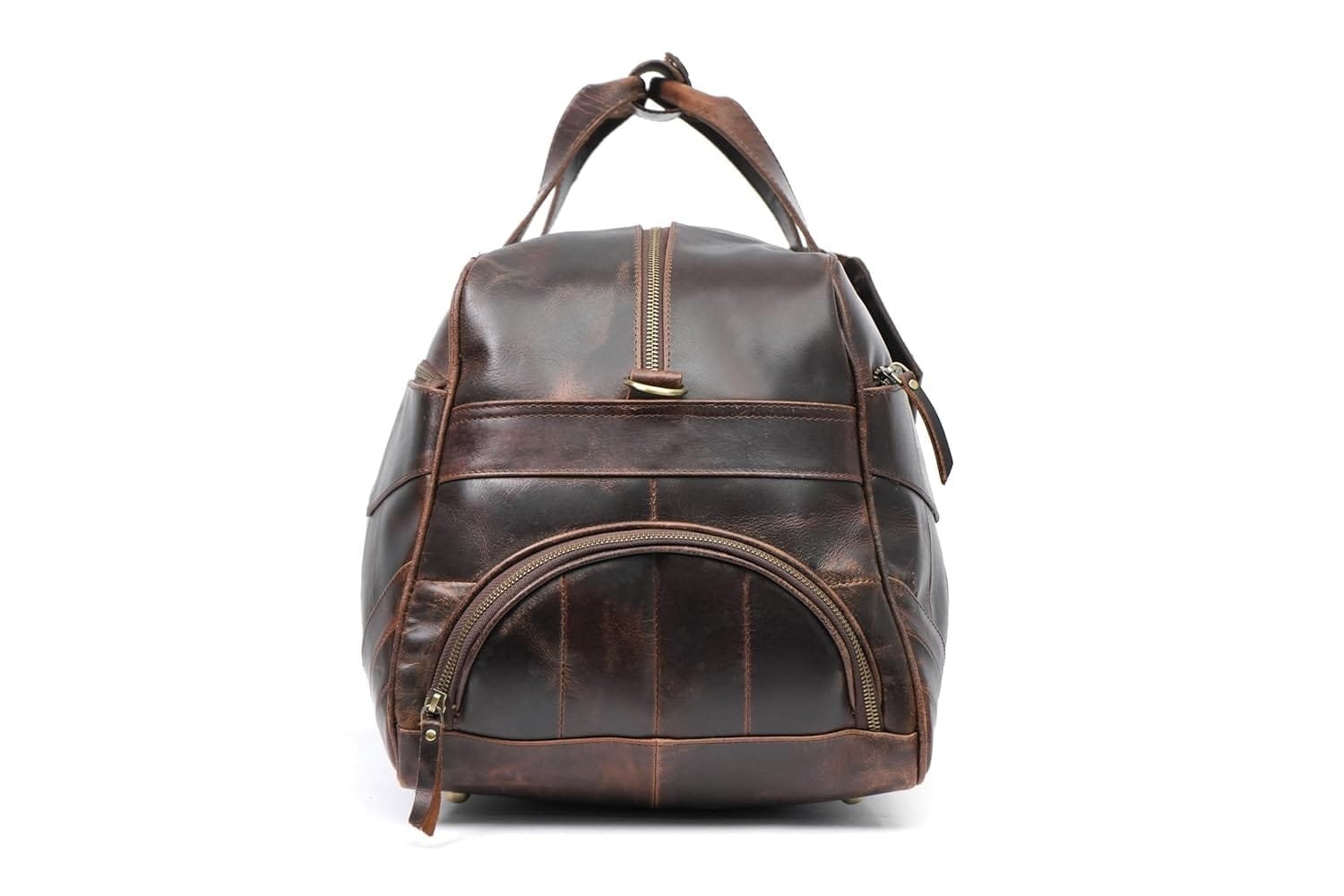 Leather Travel Duffle Bag with Shoe Pockets
