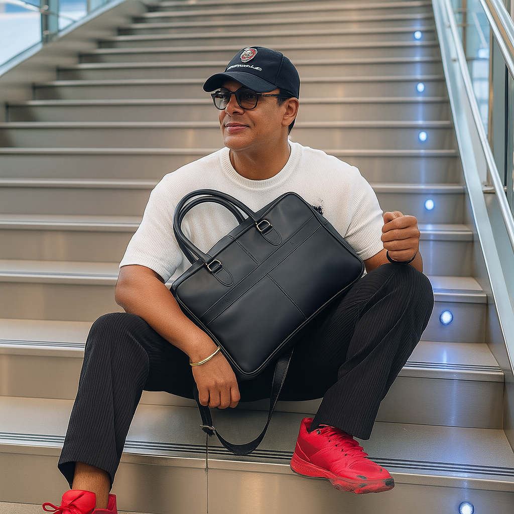 Leather laptop cum office bag