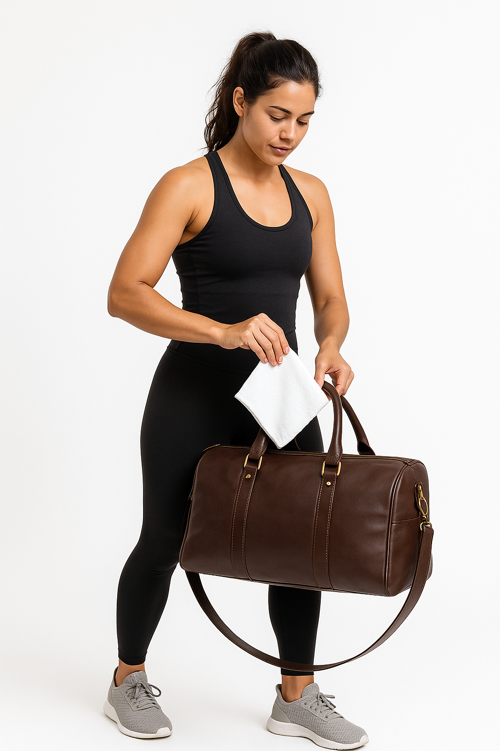 leather gym bag /small travelling bag for unisex
