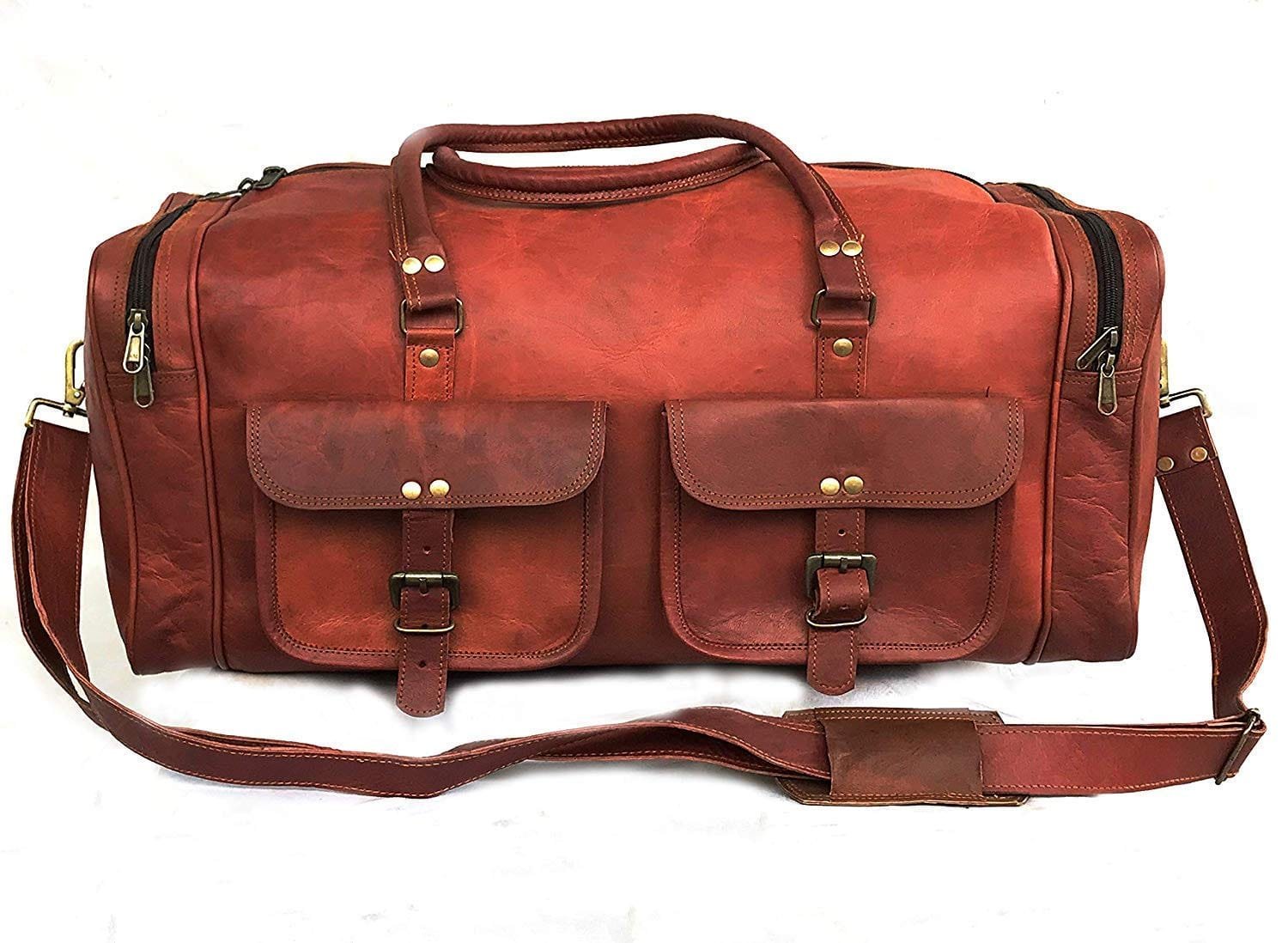 Vintage Genuine Leather Duffle Bag