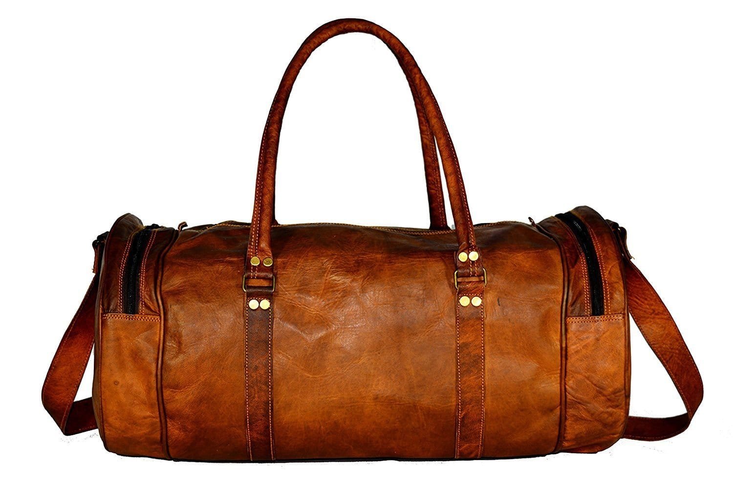 Round Leather Duffle Bag