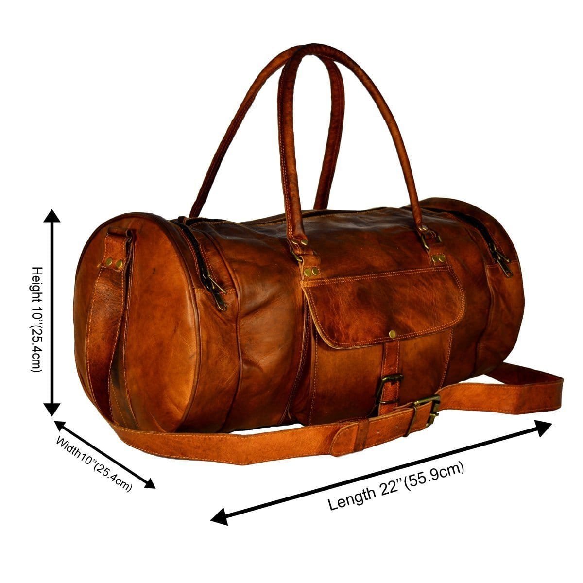 Round Leather Duffle Bag