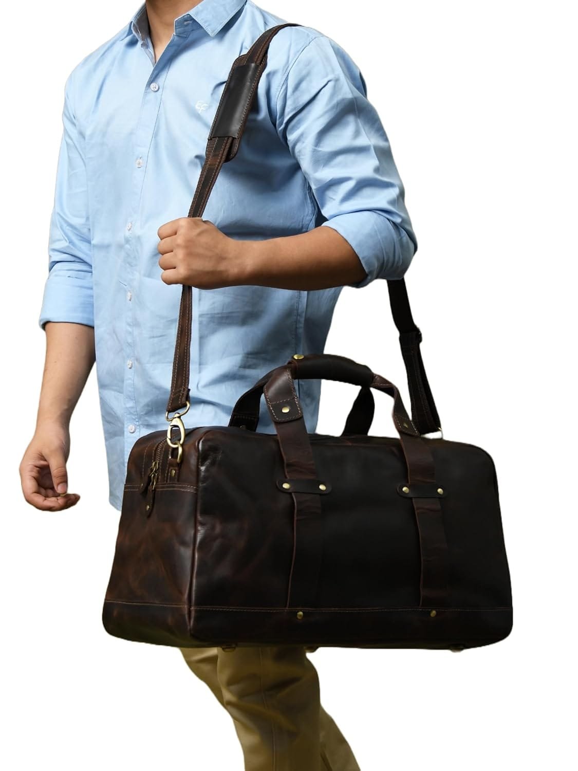 Weekender Leather Travel Duffle Bag