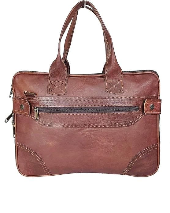 Brown Genuine Leather Messenger Bag with Laptop Compartment