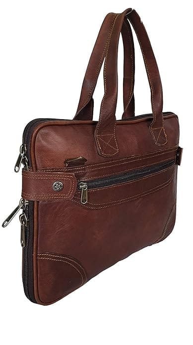 Genuine Leather Messenger Bag with Laptop Compartment
