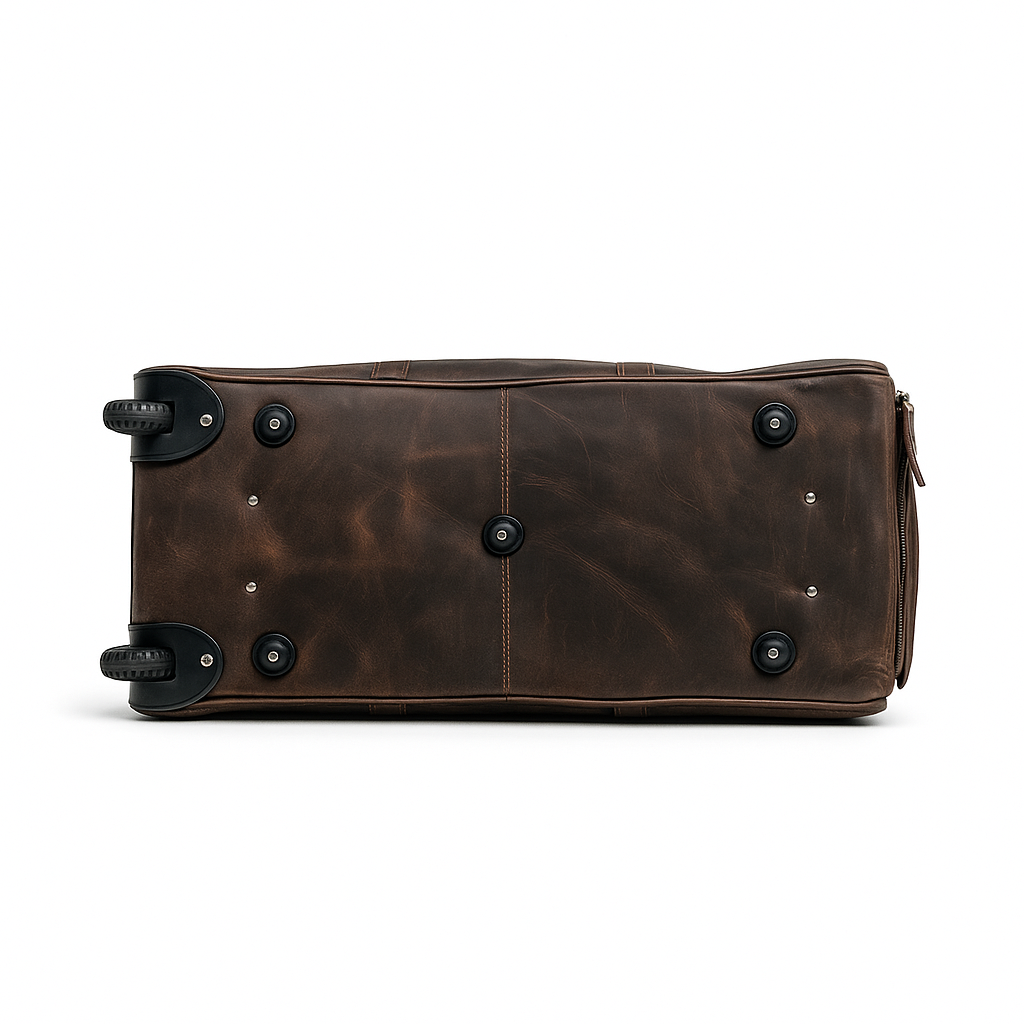 Brown Leather Duffle Trolley Bag 44 Ltr