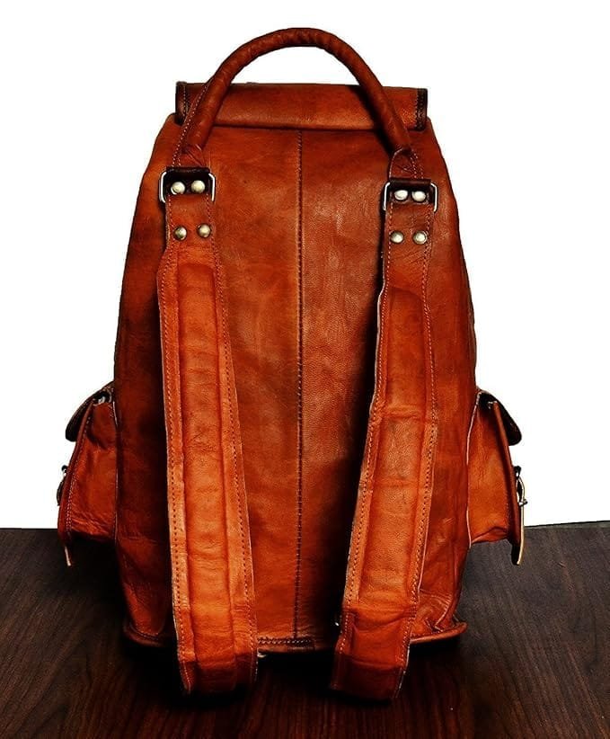 Leather Handmade Brown Unisex Backpack