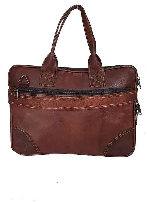 Genuine Leather Messenger Bag with Laptop Compartment
