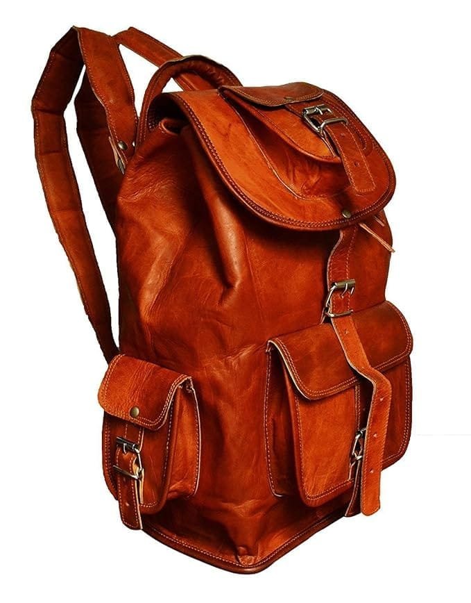 Leather Handmade Brown Unisex Backpack