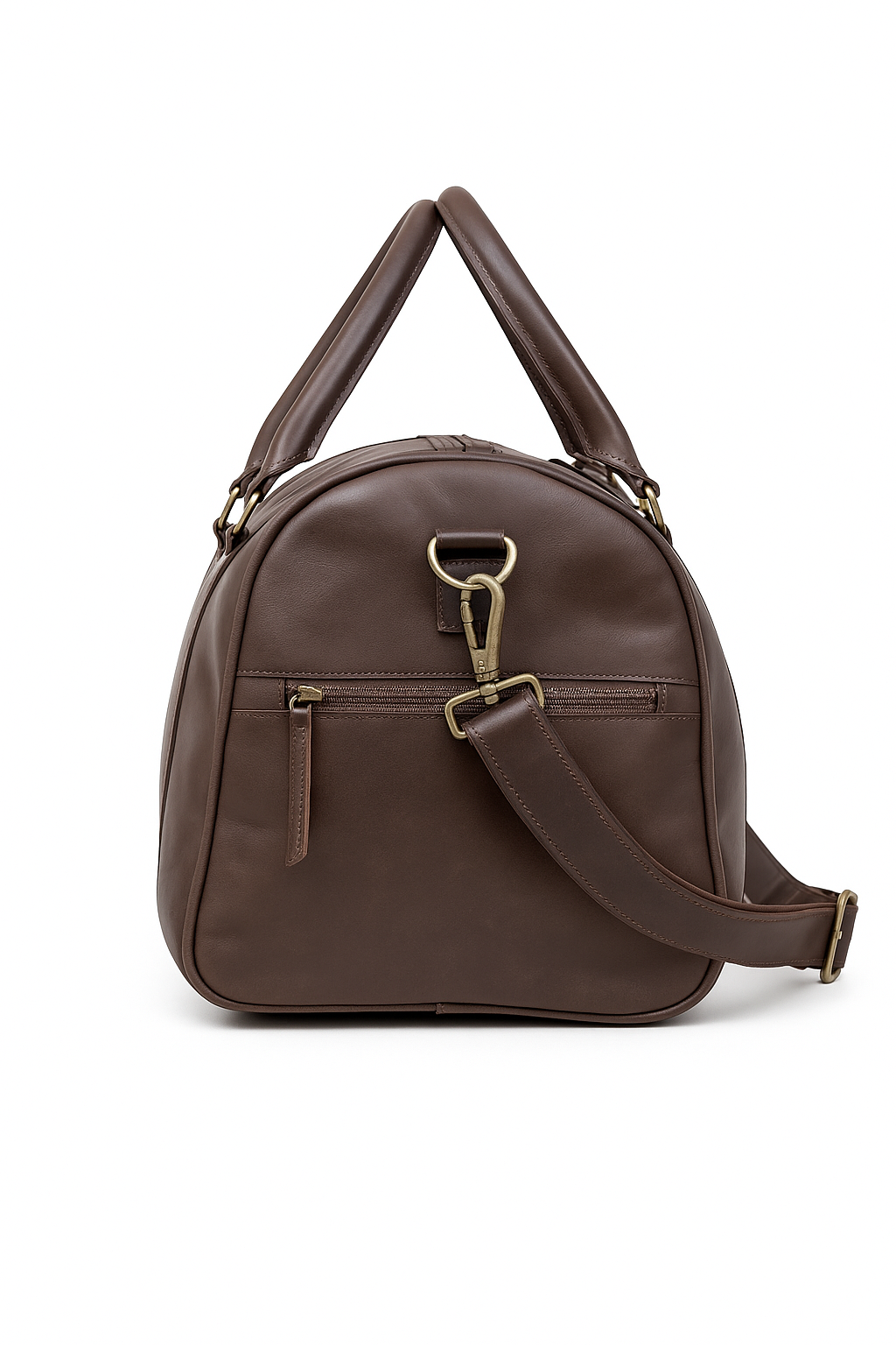 leather gym bag /small travelling bag for unisex Brown