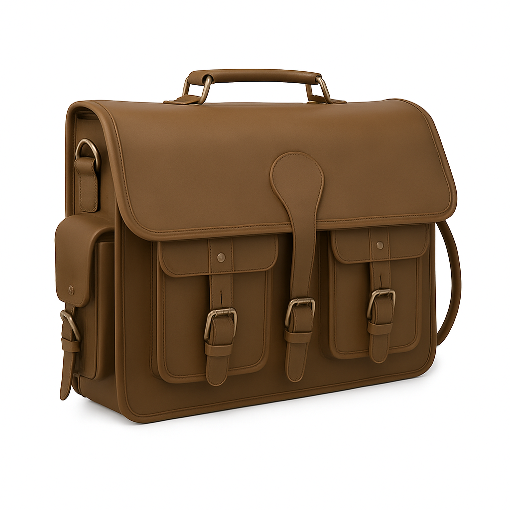 Genuine Leather 4-Pocket Laptop Bag 16x12x5 Inch – Vintage Office Messenger & Travel Briefcase