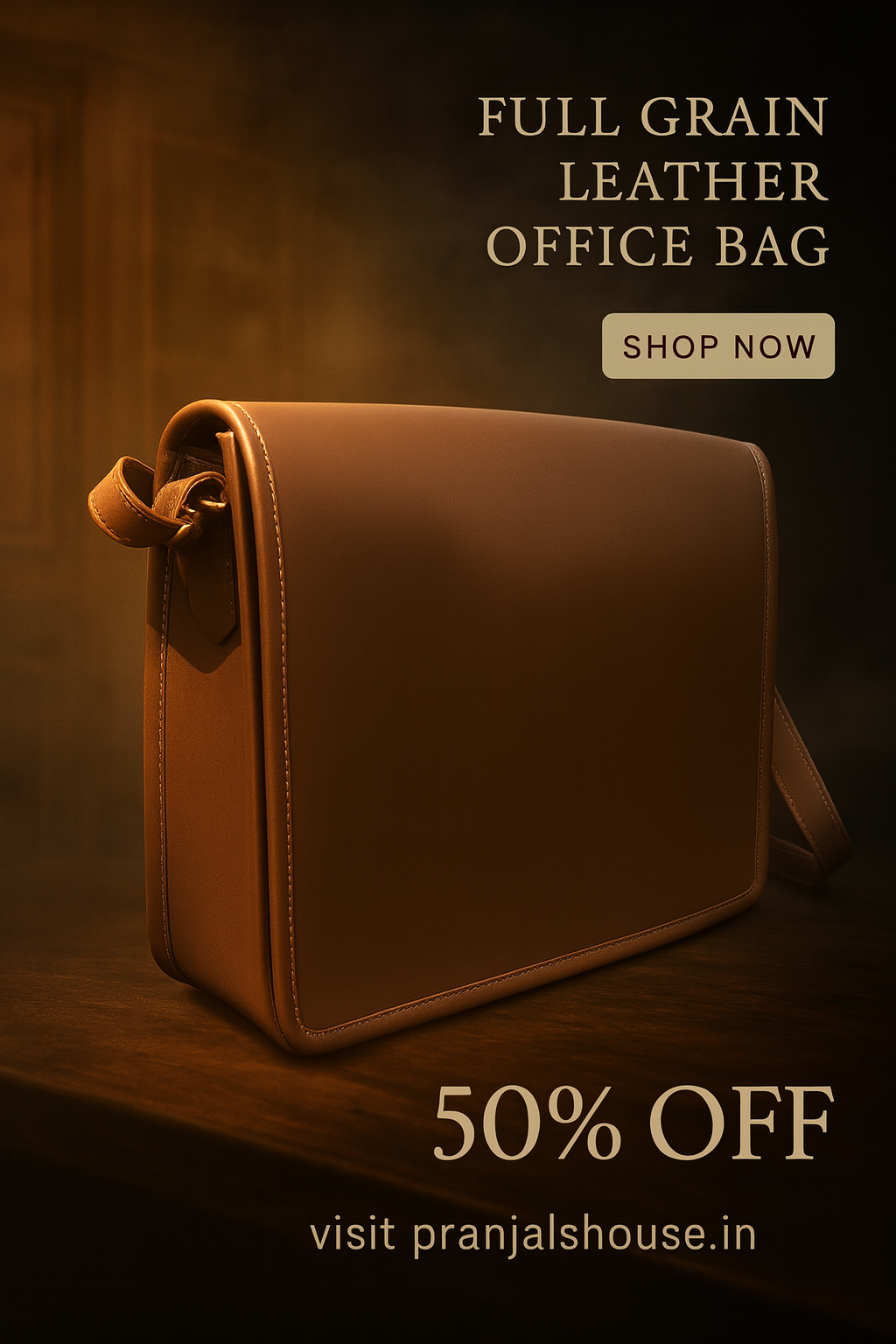 Full Grain Leather Messenger Bag 11x14x4 in – Brown Laptop & Office Shoulder Bag