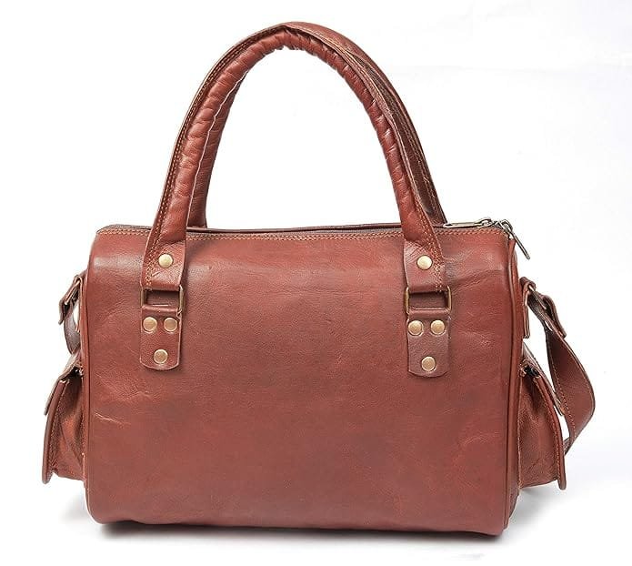 Vintage leather women's handbag brown