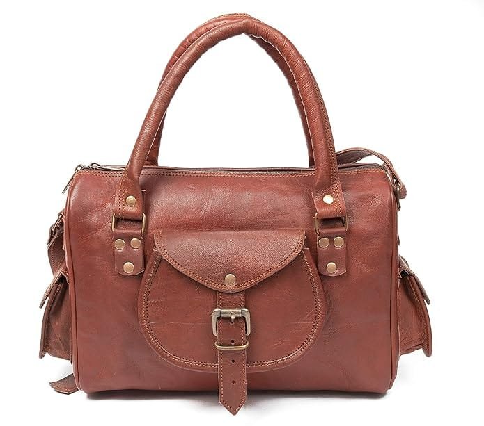 Vintage leather women's handbag brown