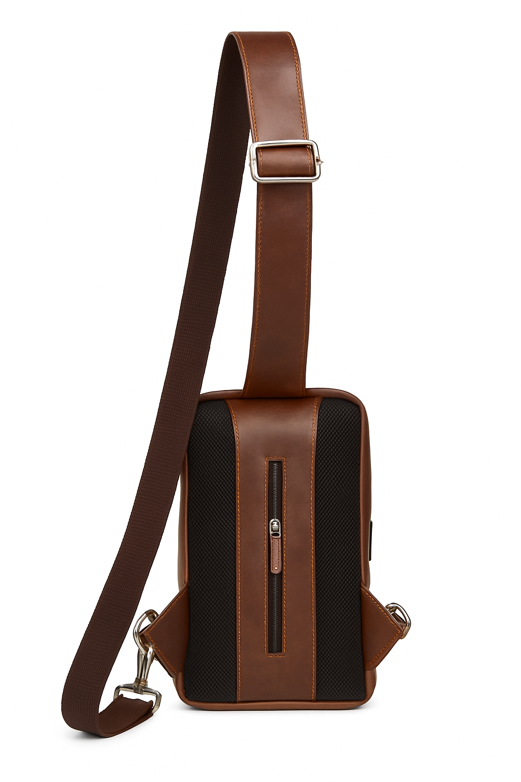 Full Grain Leather Chest Bag for Unisex – Coffee Brown Shoulder Sling Bag for Daily Commute & Travel