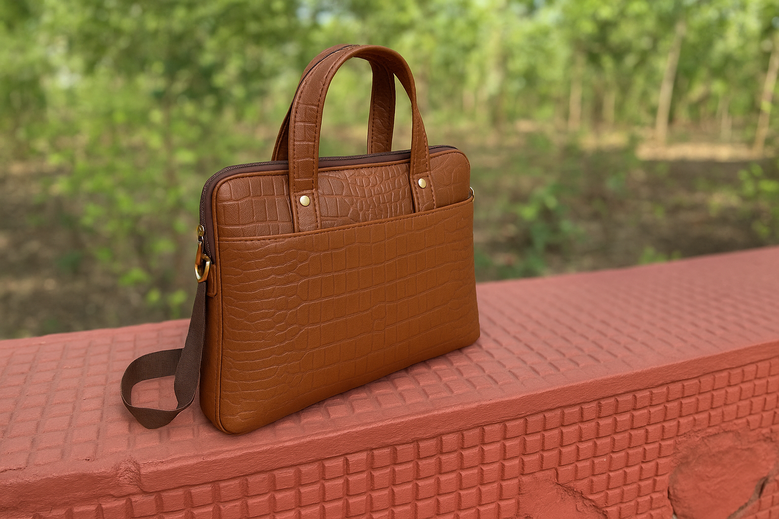 Premium Genuine Leather -Texture Handheld Office Laptop Bag For Men & Women