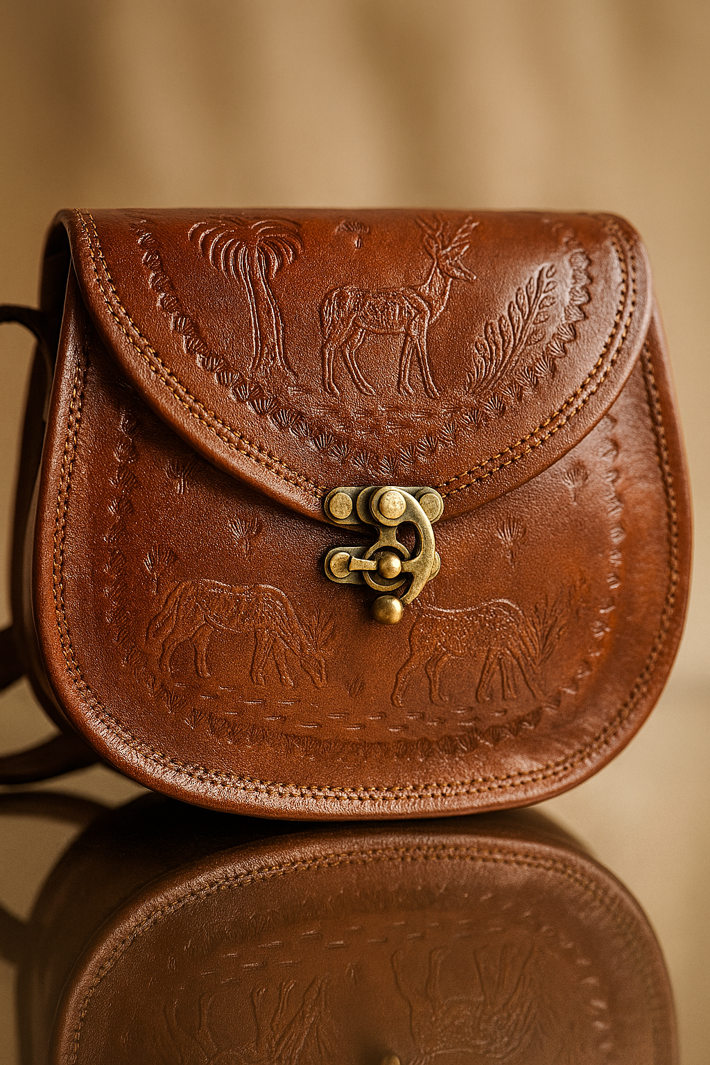 Leather Deer Embossed Shoulder sling Bag For Women & Girls