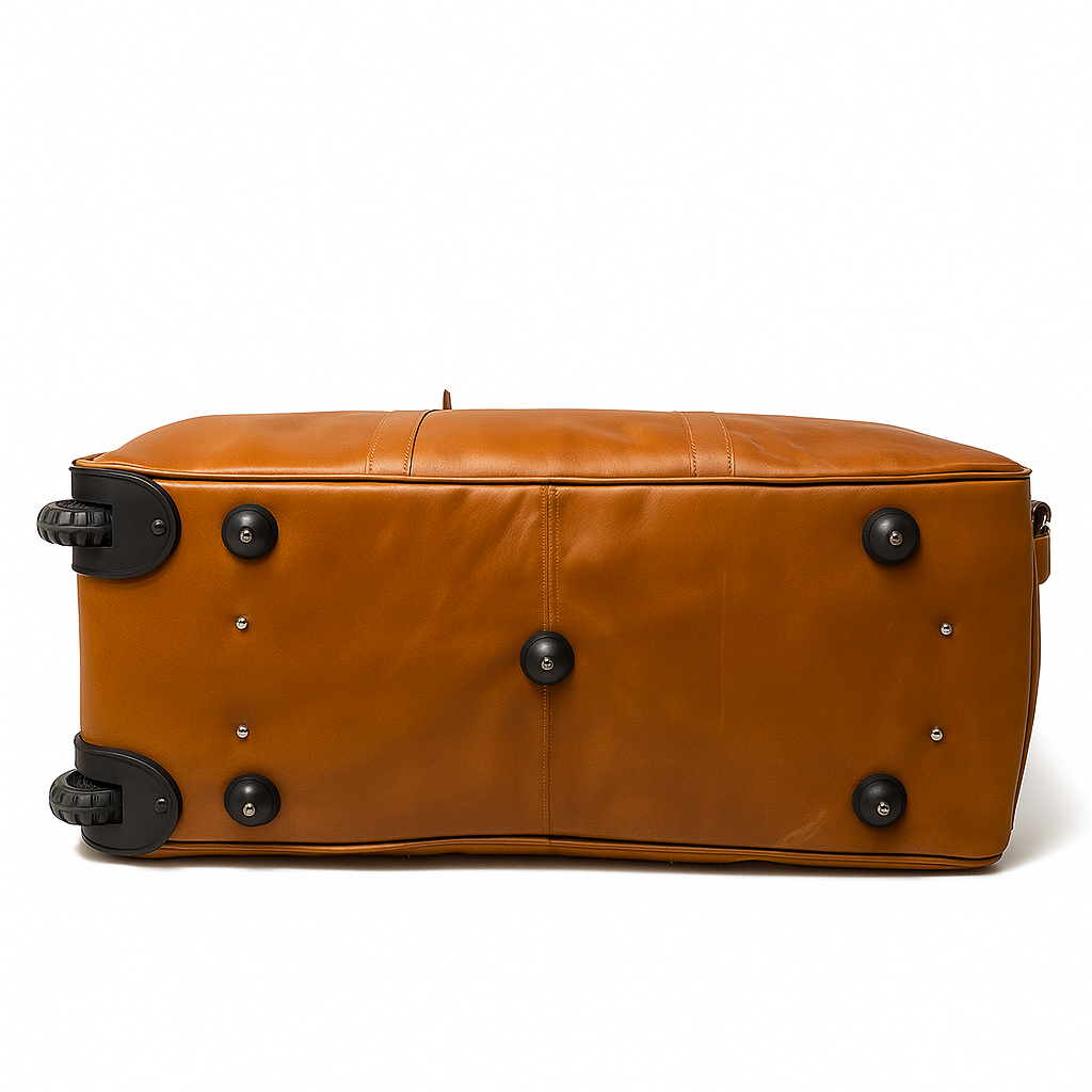 Tan Leather Duffle Trolley Bag 44 Ltr