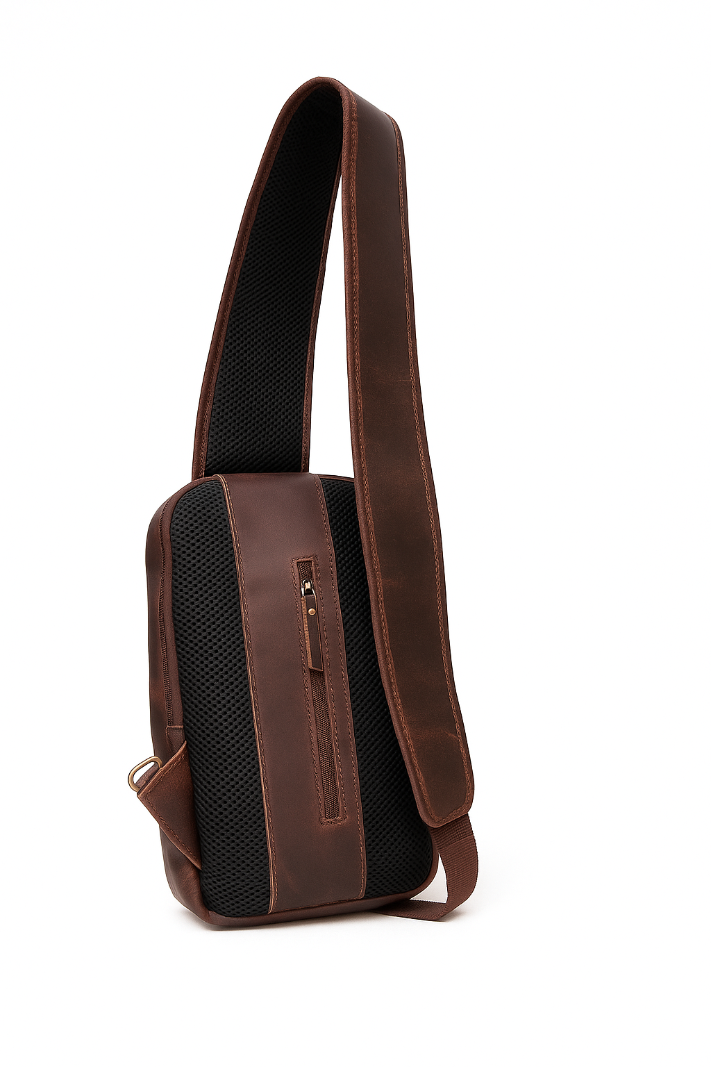 Full Grain Leather Chest Bag for Unisex –  Brown Shoulder Sling Bag for Daily Commute & Travel