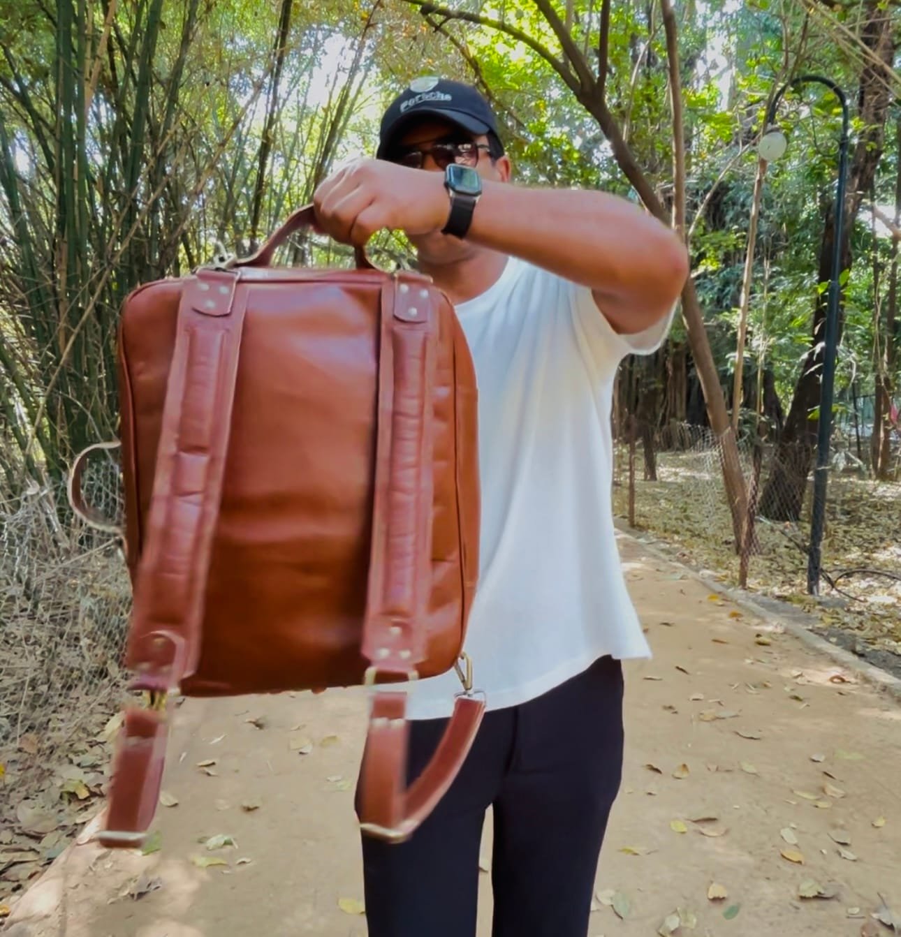 Leather Laptop Bag Travel Backpack Bag Brown