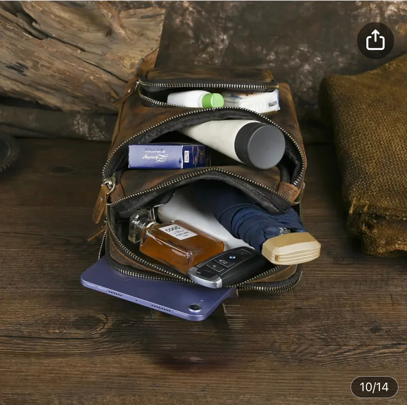 Full Grain Leather Chest Bag for Unisex – Coffee Brown Shoulder Sling Bag for Daily Commute & Travel