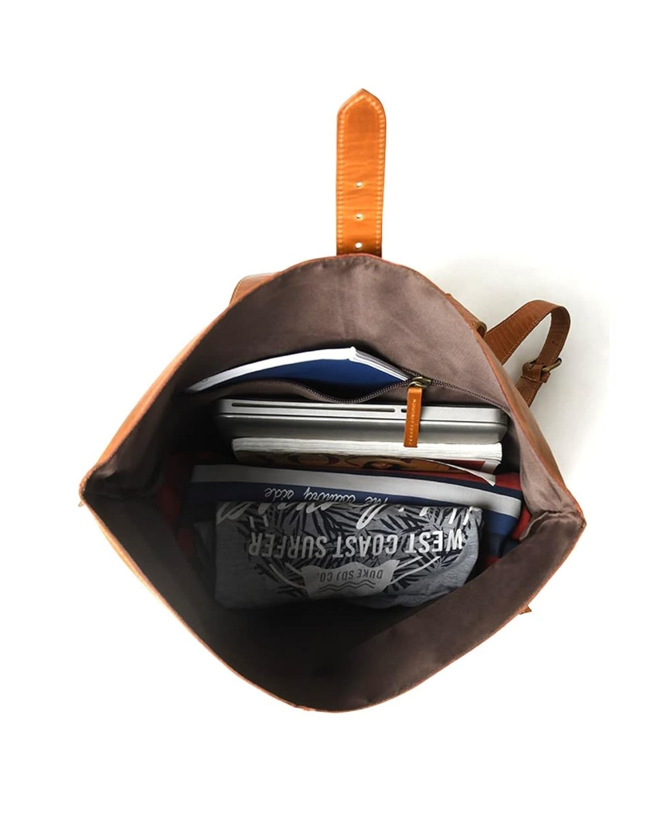 Leather Roll On Laptop Backpack 16 Inch