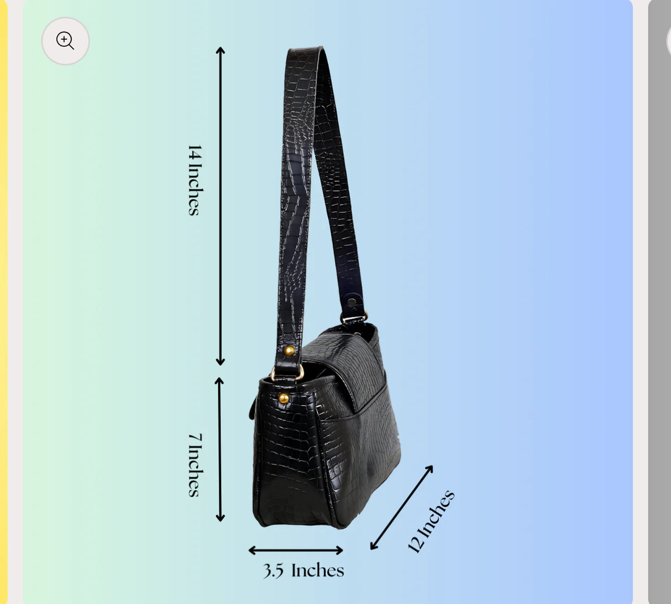 Genuine Leather Croco Design Handbag – Black Shoulder Bag for Women