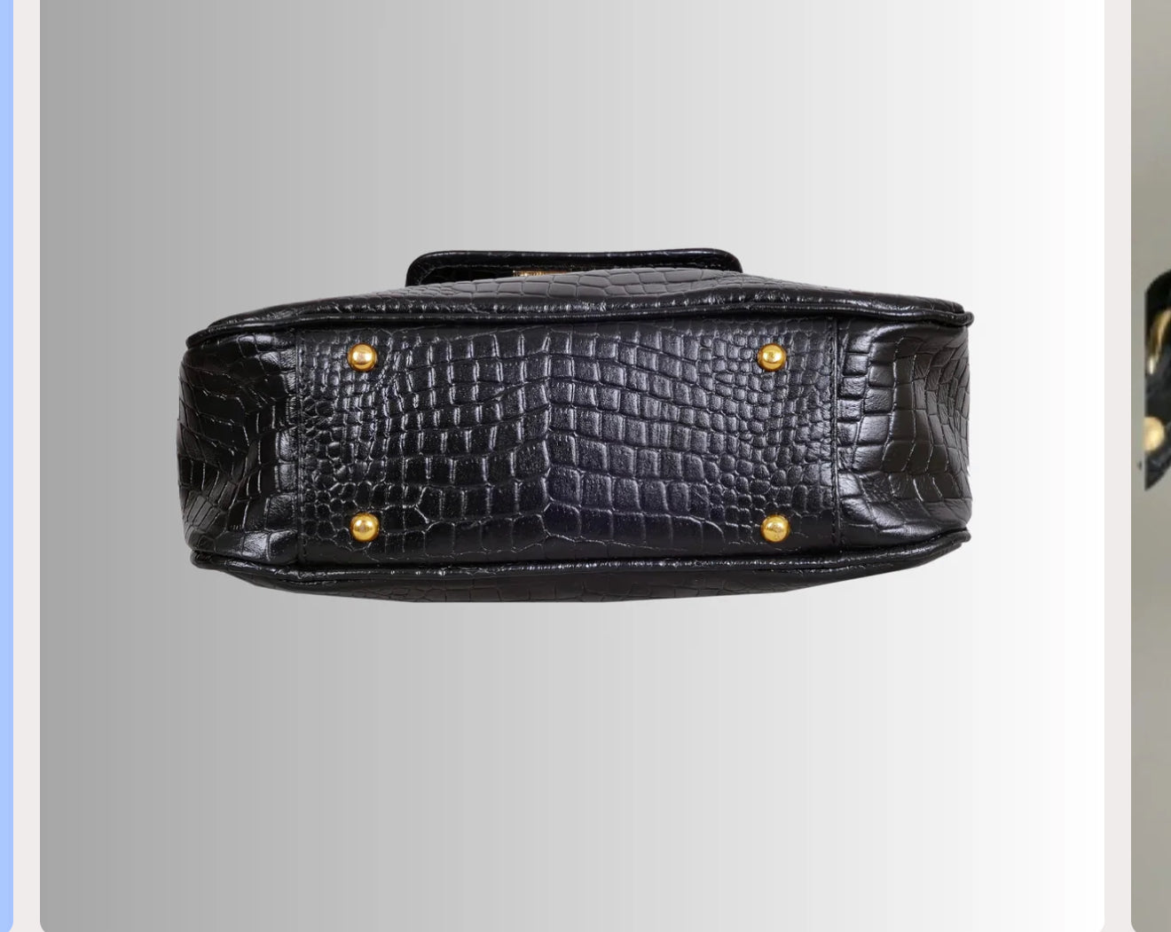 Genuine Leather Croco Design Handbag – Black Shoulder Bag for Women