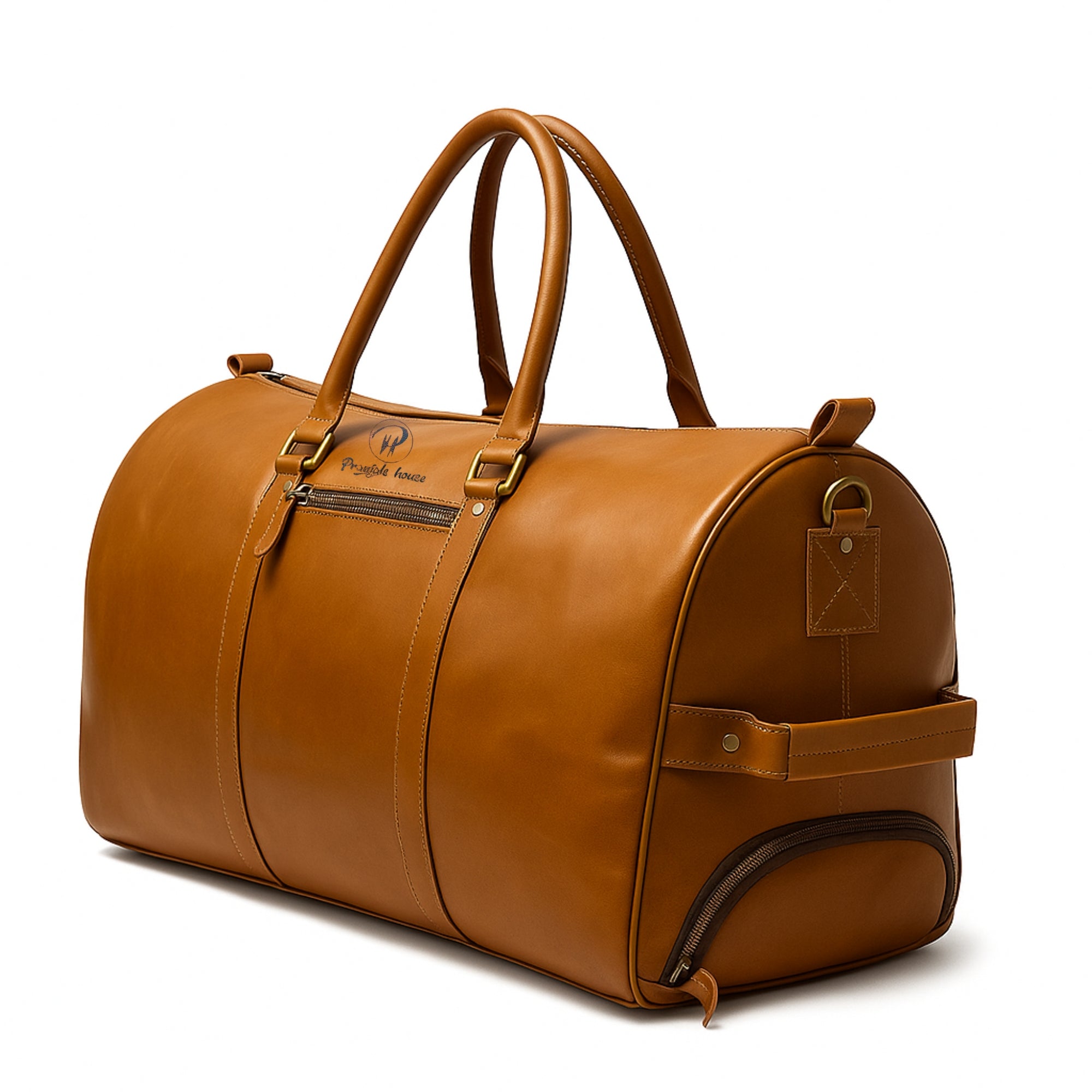Tan Leather Duffle Trolley Bag 44 Ltr